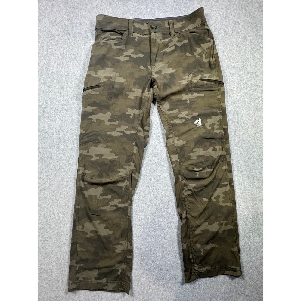 Eddie Bauer First Ascent Guide Pro Pants Mens 33x30 Green Camo Hiking Stretch